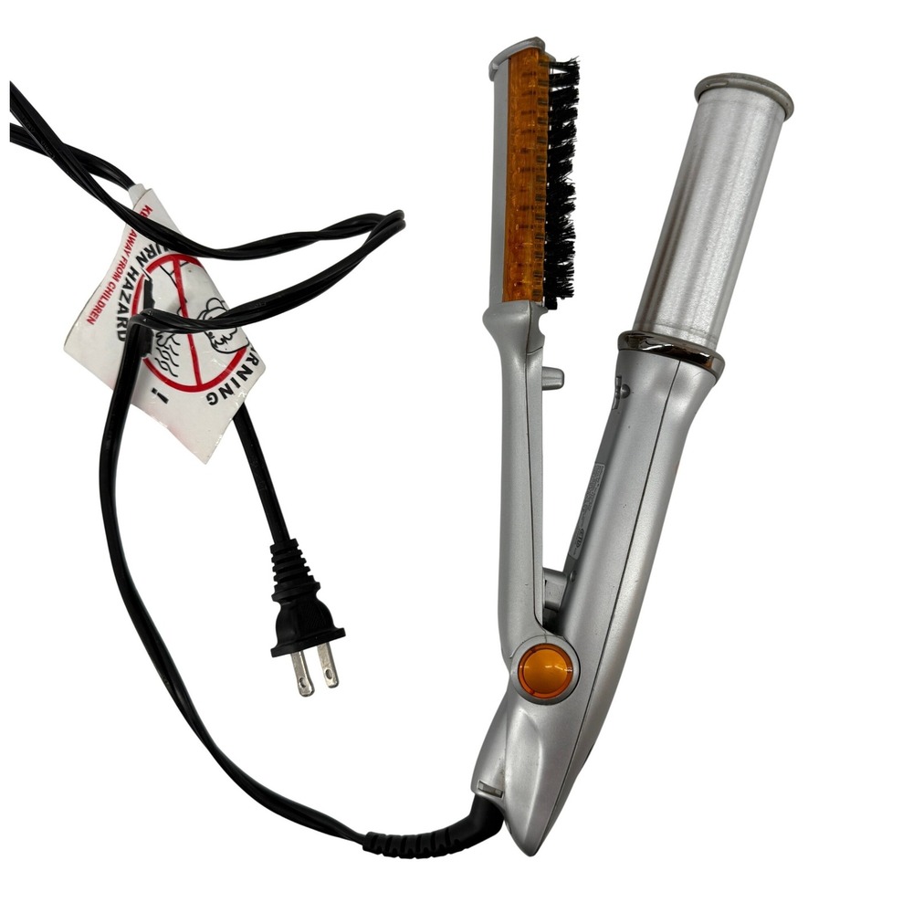 InStyler Original Rotating Curling Iron Brush 1.25" IS1001 Silver Orange Works